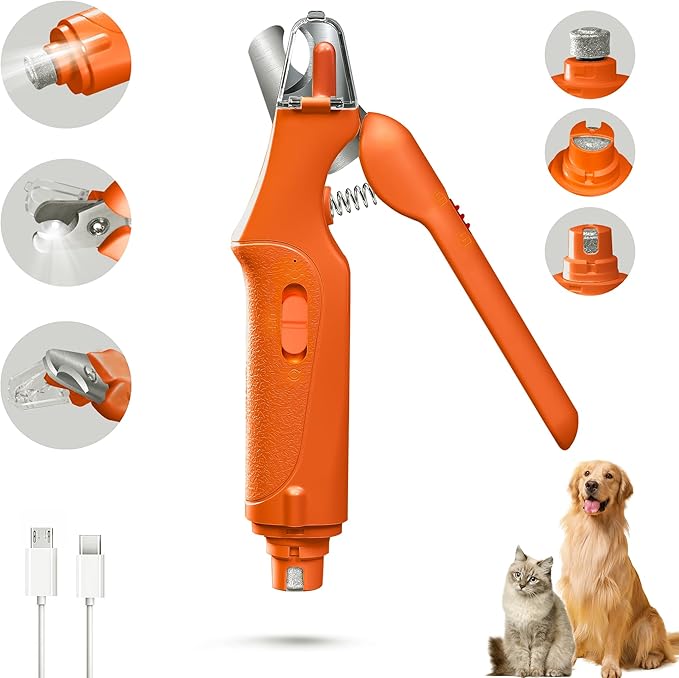 2-in-1 Cat Nail Clippers & Dog Nail Clippers Trimmers for Large Medium Small Dogs Cats Claw Trimmer Quick Sensor and Safety Guard USB Rechargeable with 2 LED Lights Dogs Nail Trimmer