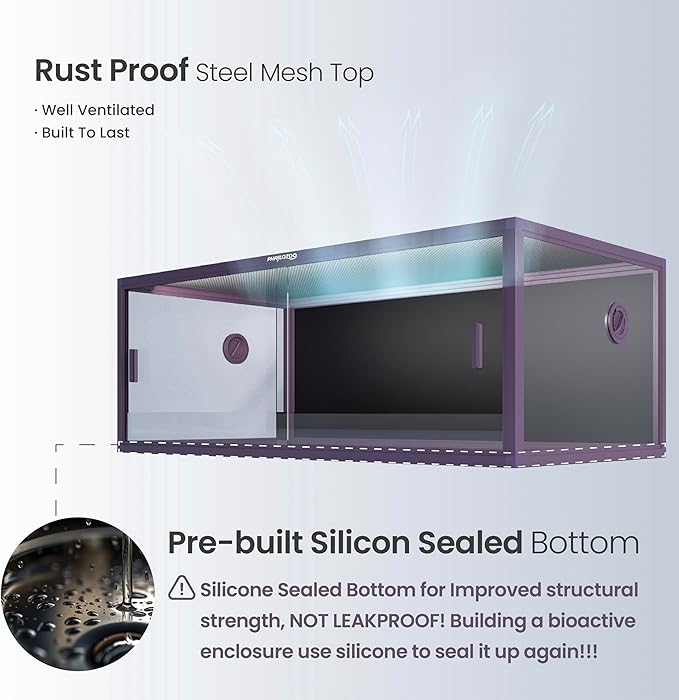 85 Gallon Reptile Tank, Front Opening Snake Tank for Easy Maintenance, Reptile Enclosure with Top Screen Ventilation 48''x24''x18''