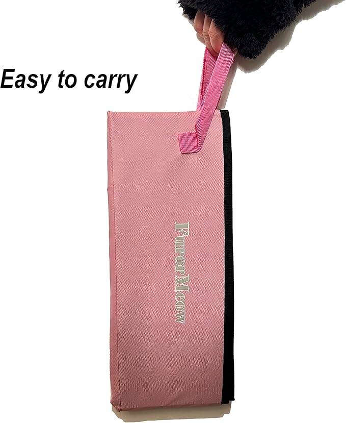 Pink Portable Cat Litter Box, Firm Waterproof Foldable for Travelling for Cats, Including Crinkle Ball, Poop Bags, Foldable Bowl and Scoop, 15.8x15.8x5.9 inches