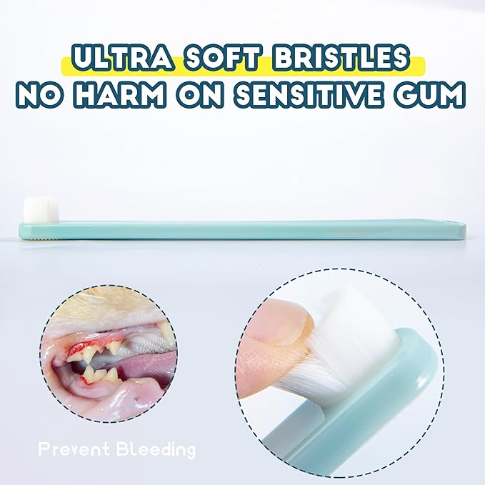 Small Dog Toothbrush, Cat & Puppy Tooth Brushing Kit, Ultra Soft & Mini Head Teeth Brush for Kitten & Tiny Pet, Doggy Toothbrushes Deep Dental Clean, 2 PCS, Graywhite