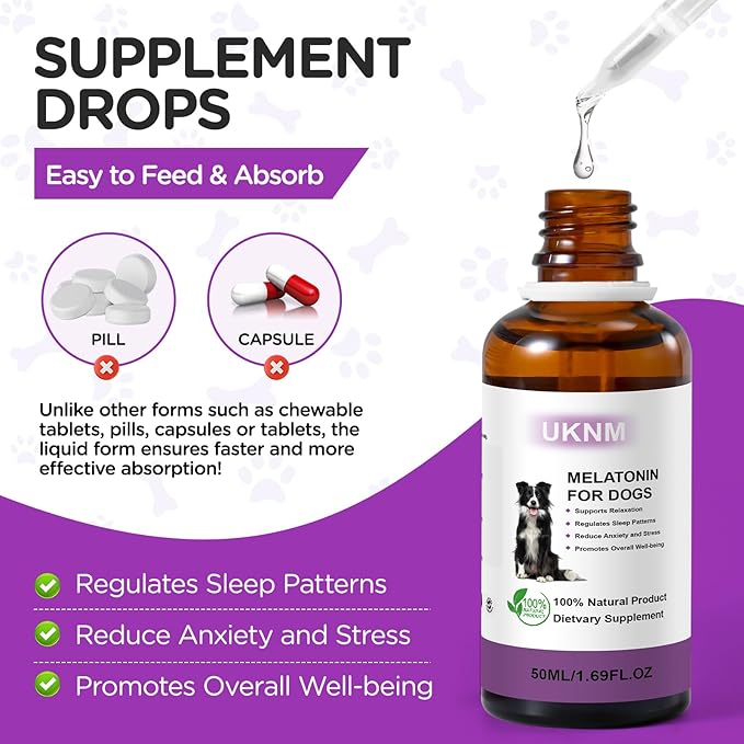 Melatonin for Dogs, Dog Melatonin, Anxiety Relief for Dogs,Supports Relaxation, Regulates Sleep Patterns, Promotes Overall Well-Being, Dog Sleep Aid