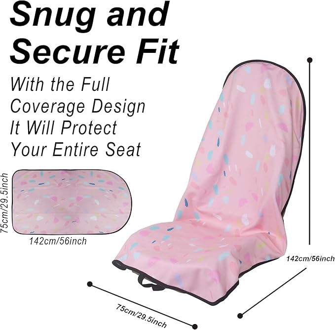 Car Seat Cover Protector Front Seats,for Gym Workout,Running,Swimming,Beach and Hiking,Waterproof Sweat Towel Bucket Seat Covers for Cars SUV Trucks (Pink Marbling, 2Pcs)