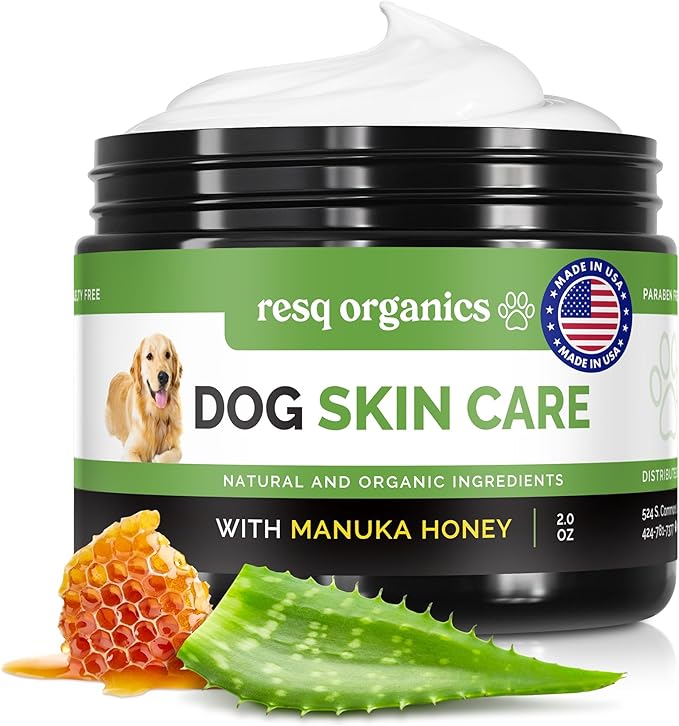 Hot Spot Treatment for Dogs, Cats & Pet Wound Care: Healing Ointment for Pets Itchy Skin Relief, Dry Skin Treatment, Natural Allergy Relief, Dog Paw Balm + Manuka Honey, Aloe Vera, Vitamin E (2 Oz.)