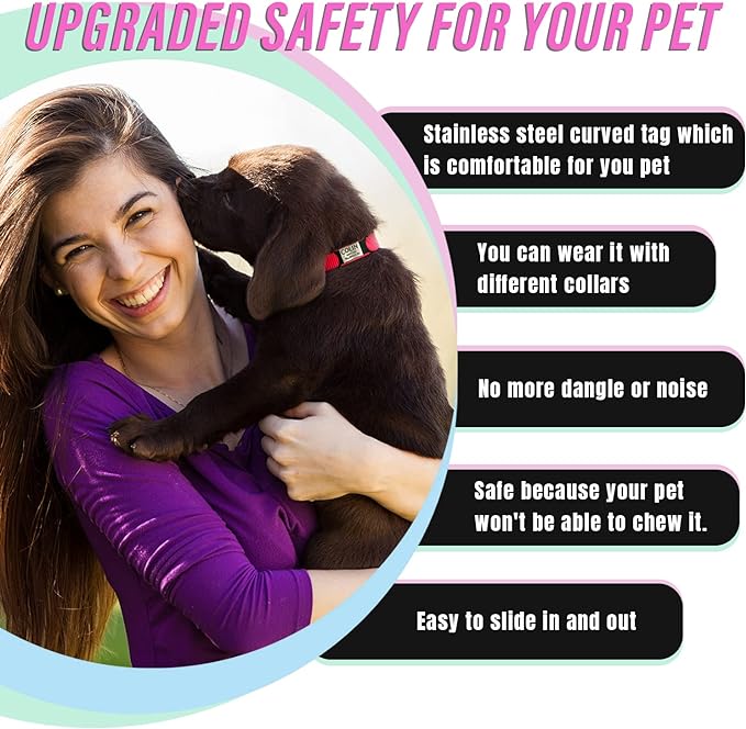 Custom Personalized Dog & Cat ID Tags - Engraved Dog Name, Silent Slide On - Small, Medium, Large Sizes