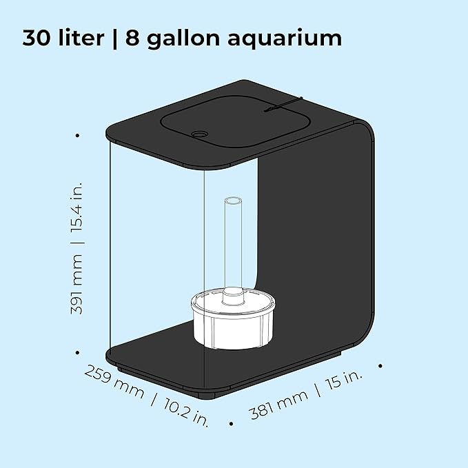 biOrb Flow 30 Acrylic 8-Gallon Aquarium with White LED Lights Modern Tank for Tabletop Display, Black