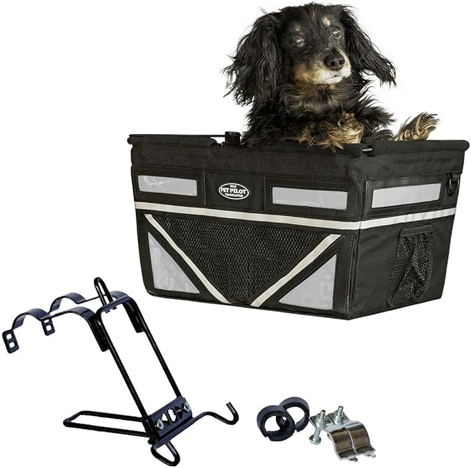 TRAVELIN K9 Pet-Pilot MAX Dog Bicycle Basket Carrier | 8 Color Options for Your Bike (Silver/Grey)