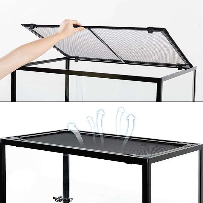REPTIZOO 135 Gallon Glass Reptile Terrarium Tank, 36" x 18" x 48" Wide & Tall Reptile Terrarium, Chameleon Cage with Sliding Front Door Top Screen Ventilation, Easy Assembly