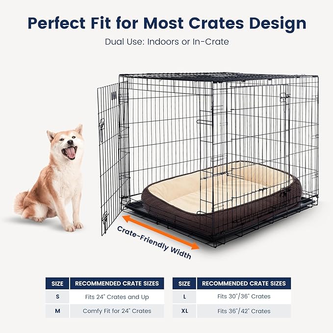 Orthopedic Dog Bed Small Washable, Egg Crate Foam Cat Bed for Senior Cat,Oval Kennel Bed, Pet Couch Bed with Four Sided Bolster, Removable Washable Cover Non-Slip Bottom, Brown