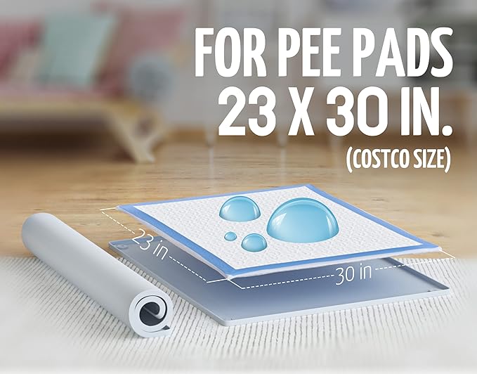 TidyFriend Dog Pee Pad Holder Tray Fits for 30” x 23” Pee Pads with Corner Lock Holes, Raised Edges, Non-Spill, Easy to Clean Silicone Dog Potty Tray Holder, For Indoor Floor Protection (Light Grey)