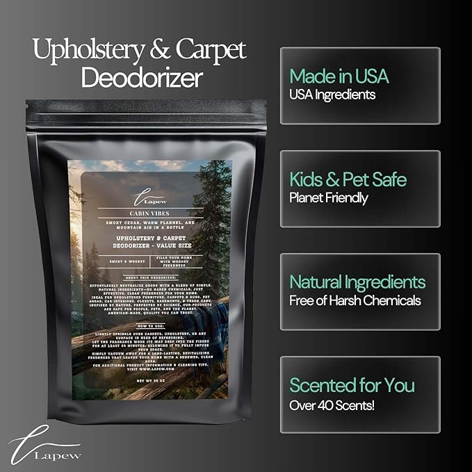 Cabin Vibes Carpet Freshener Powder Refill 36 oz | Powerful Odor Eliminator for Home | Upholstery Deodorizer | Carpet Deodorizer | Pet Urine | Cat Litter Box