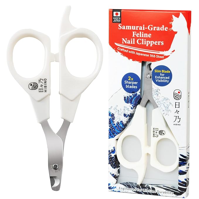 Samurai-Grade Cat Nail Clippers | Vet Recommended | Sharper, Quieter & Safer | Precision Blade for Stress-Free Grooming | Non-Slip Grip | Lifetime Durability | Made in Japan
