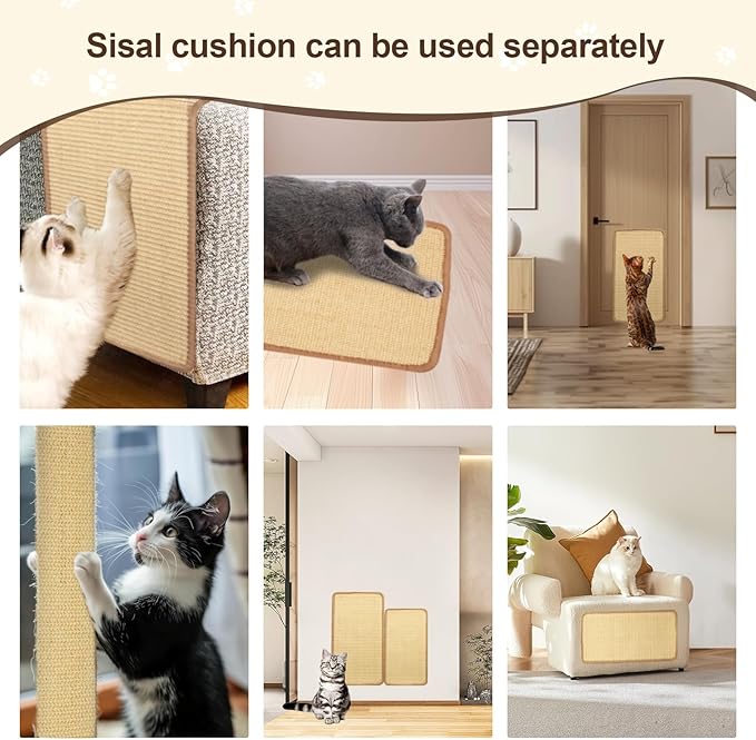 Cat Scratching Pads Sisal Pad Kitten Scratchers Ramp Kitty Scratcher Sisal Cat Scratcher Solid Wood Cats Scratching Board Platform Style (with Wooden Cat Teaser)