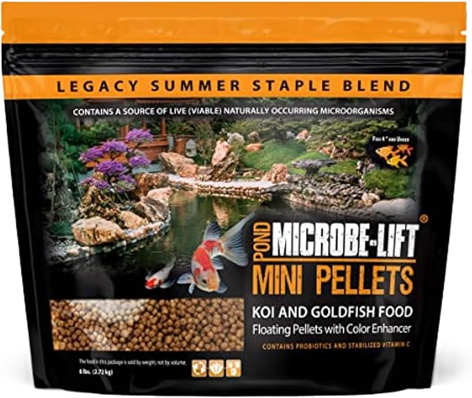 MICROBE-LIFT MLLMPLG Mini Floating Fish Food Pellets for Ponds, Water Gardens, and Fountains, for Small Live Goldfish and Koi, 6 Pounds, Black