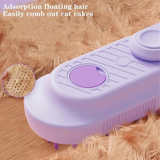 Pet Grooming Brushm,Cat Brush,3 In1 Spray Cat BrushSelf-Cleaning Wet Dog Comb with USB Rechargeable & Water Tank,Suitable for Dogs,Cats to Reduces Flying Hair,Remove Tangled & Loose Hair (Purple)