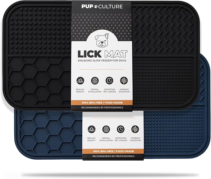 Pup Culture Dog Lick Mat for Dogs (2 Pack), Feeding Pad for Anxious Pets Plus 4 Different Puzzles for Mental Stimulation for Dogs - Supports Mental, Dental, and Digestive Health - Heavy Duty