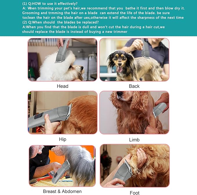 #40 Blades Dog Grooming Clipper Replacement Blades Compatible with Andis/Wahl/Oster Dog Clippers,Detachable Ceramic Blade & Stainless Steel Blade,Size #40 Cut Length 1/100"(0.25mm)