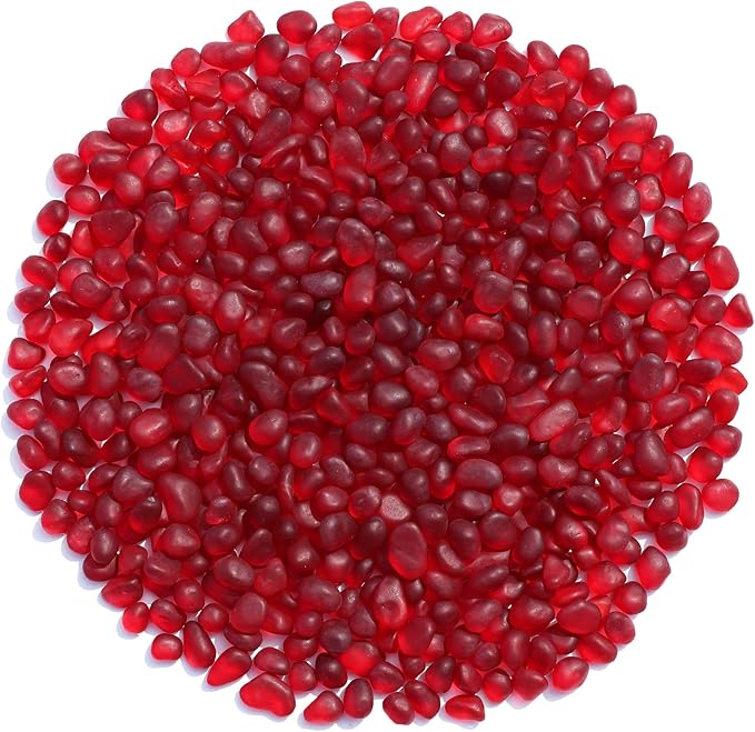 Sea Glass Stones - 0.9LB Red Frosted Glass Pebbles Gemstones - Perfect for Aquarium Rocks, Fish Tank Gravel, Vase Fillers, DIY Crafts, and Home Decor