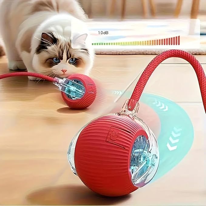 Interactive Cat Toys Ball, Newly Upgraded Automatic with Elastic Tail Rope and USB Charging. Stimulates Hunting Instincts and Promotes Exercise. Interactive Cat Toys for Bored Indoor Adult Cats