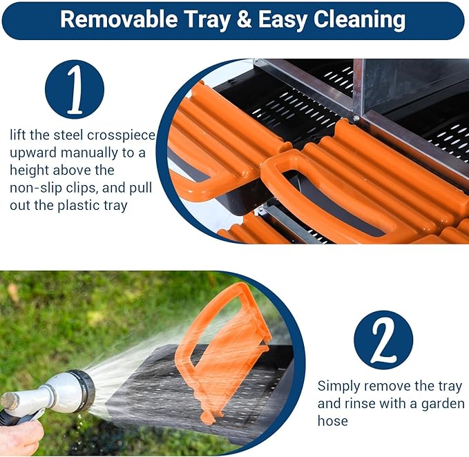 Chicken Nesting Boxes, 8 Hole Metal Chicken Laying Box with with Removable Trays and Roll Out Egg Collection for Chicken Coop, with Metal Bracket, Orange