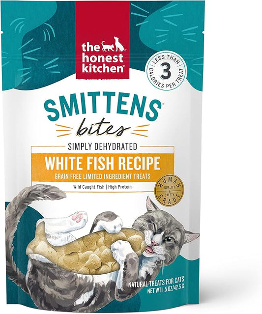 The Honest Kitchen Smittens® Bites: Heart-Shaped White Fish Cat Treats, 1.5 oz Bag