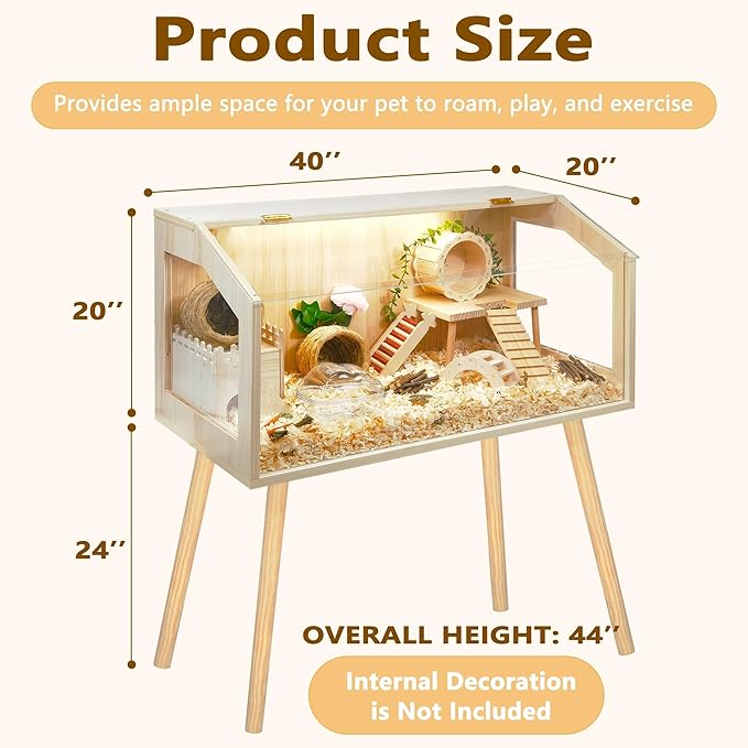 Hamster Cage with Legs, Guinea Pig Cages Chew Proof, Hamster House, Hamster Cages and Habitats with Lockable Design, 32" L x 16" W x 40" H