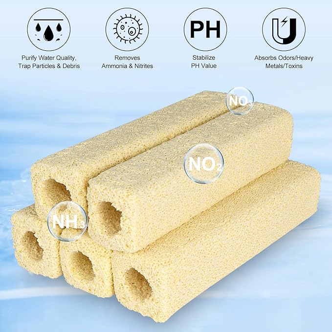 RealPlus Ceramic Bio Filter Media for Aquarium Sump Canister Pond Fish Tank Canister Koi Pond, Vast Surface Area, 80pcs, Yellow