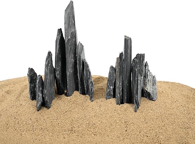 Natural Slate Stone Rocks 2 to 6 inch Aquariums Stone for Aquascaping,Terrariums,Reptile Enclosures,Paludariums, and Gardens-10lb