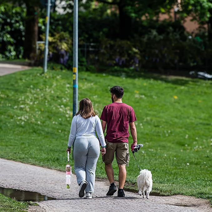 Dog Water Bottle with Food Container & Poop Bag Holder, Travel Water Bowl, Portable Pet Dispenser, Girl Dog Accessories Stuff Items Essentials Gift for Yorkie Chihuahua Walking Hiking