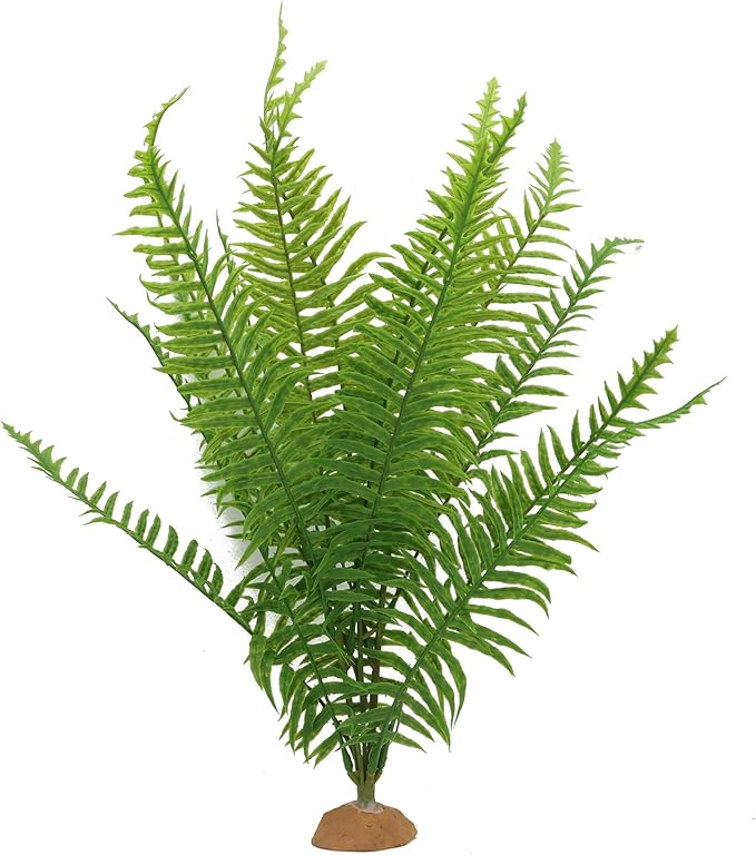 JIHAQUA Fake Fern Plants, Reptile Plastic Terrarium Decor, Reptiles Amphibians Tank Accessories for Crested Gecko Leopard Lizard Chameleon (Fern-L)