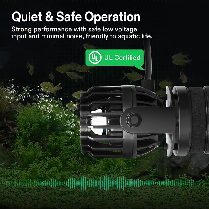 VIVOSUN Aquarium Wave Maker, 2113GPH Circulation Pump with Controller & Magnetic Suction Base, Adjustable Submersible Powerhead for 20-60 Gal Freshwater/Saltwater Fish Tank, 25W