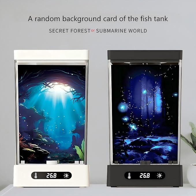 Smart Small Fish Tank Mini Aquarium with RGB Colors Light for Betta Fish Starter Kit, Adjustable Temperature and Brightness, Desktop Fish Tank for Room Decor, Smart Control with Apps