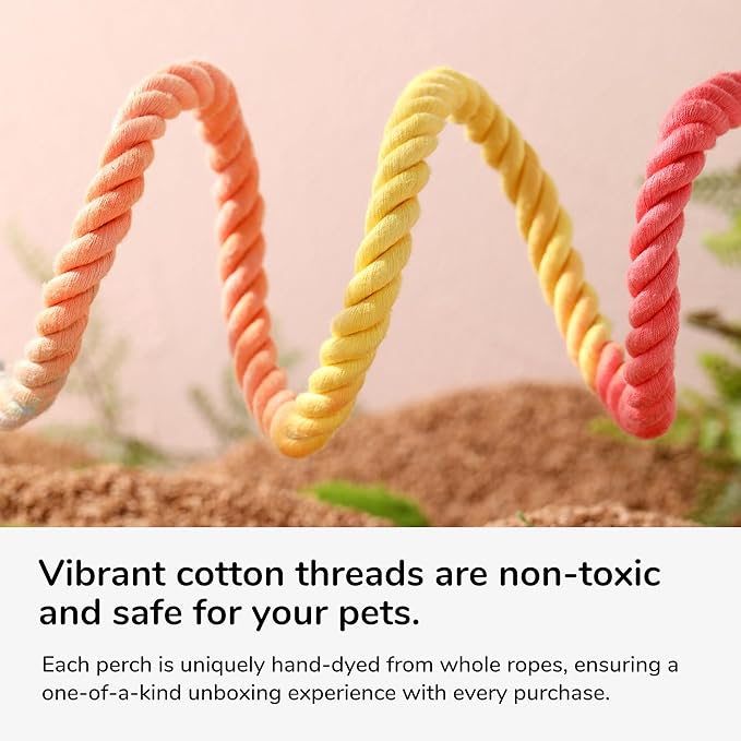 Multi-Color Rope Bird Perch Toys for Parrot Cage Stand, Climbing Swing Accessories for Cockatiel, Parakeets, Budgies, Lovebirds, Conures, Finches - 31.5 inch