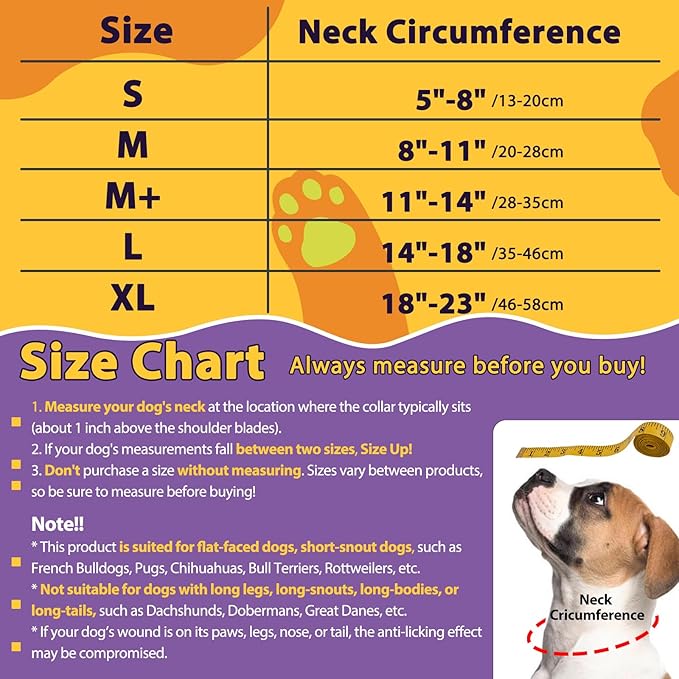 Crazy Felix Soft Donut Cone for Dogs to Stop Licking, Chihuahua Pomeranian Recovery Collar After Surgery Inflatable Cone Alternative for Small Medium Large Dogs, Elizabethan Collar with Boxer Pattern