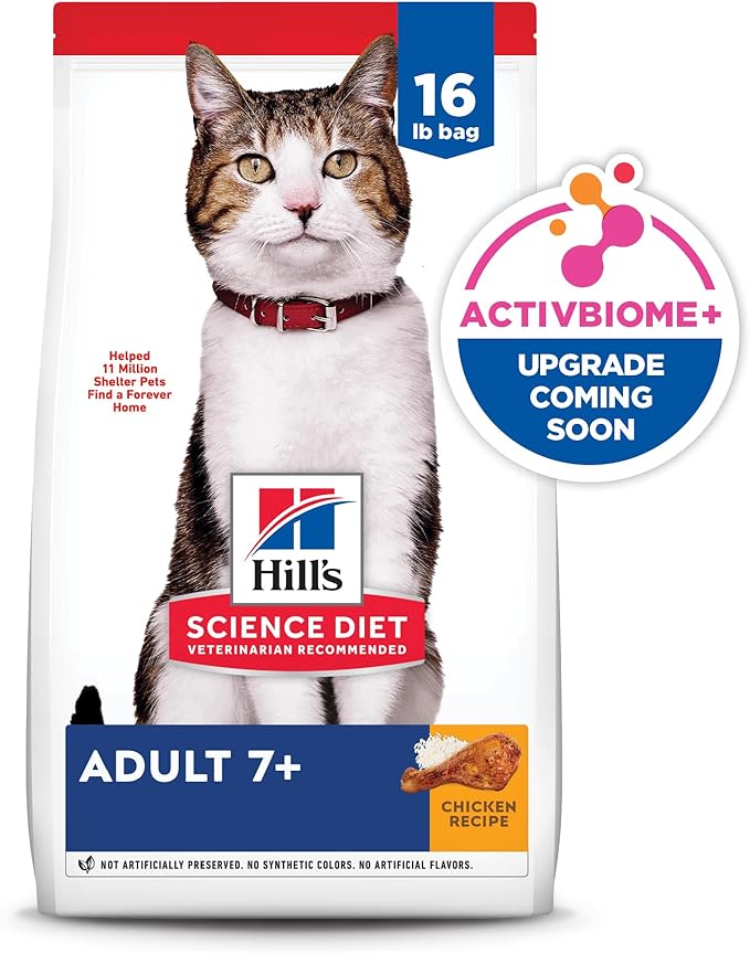 Hill's Science Diet Adult 7+, Senior Adult 7+ Premium Nutrition, Dry Cat Food, Chicken Recipe, 16 lb Bag