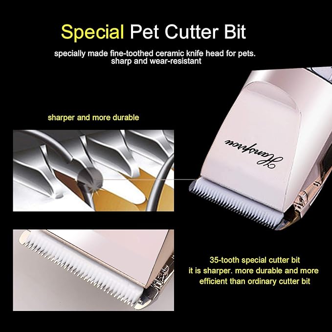 Dog Clippers for Grooming, 12V Pet Hair Clipper, Professional Heavy Duty Pet Grooming Clipper Corded Dog Trimmer for Thick Coats with Guard Combs Brush for Dogs Cats