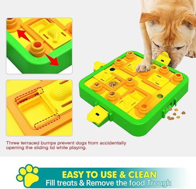 Dog Puzzle Toy Mental Stimulation - Level 3 in 1 Dogs Food Feeder Puzzle, Dog Treat Puzzle Feeder (Advanced-Green Board)