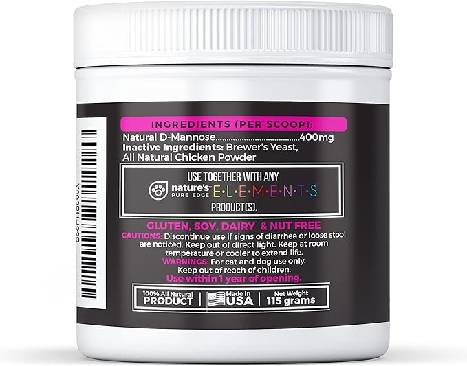 D-Mannose Supplement with Real Chicken for Dogs and Cats. Use for Immediate and Preventative Treatment of Bladder and Urinary Tract Infections UTIs. Stop Kidney Stones. Extra Strength 115 Grams.
