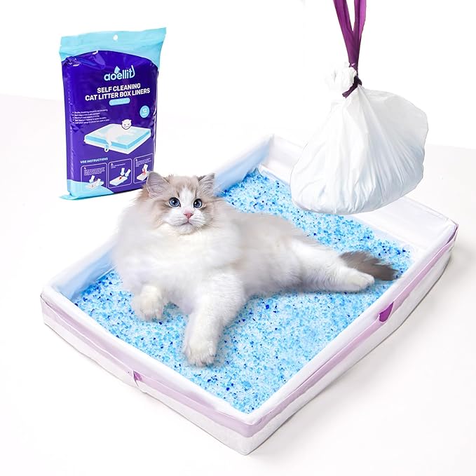 12 Count Litter Box Liners, Waste Bags Compatible with Pet-safe ScoopFree Self-Cleaning Litter Box Tray, Drawstring Litter Bags for Reusable Tray, Pre-Separated (38"L x 14.5"W x 7.8"H)