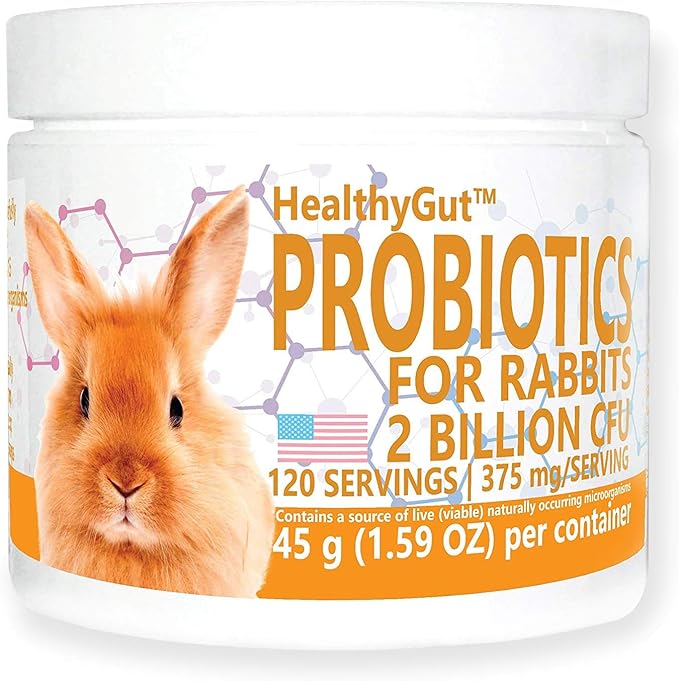HealthyGut Probiotics for Rabbits Dietary Supplement, All-Natural Digestive System Formula (120 Servings)