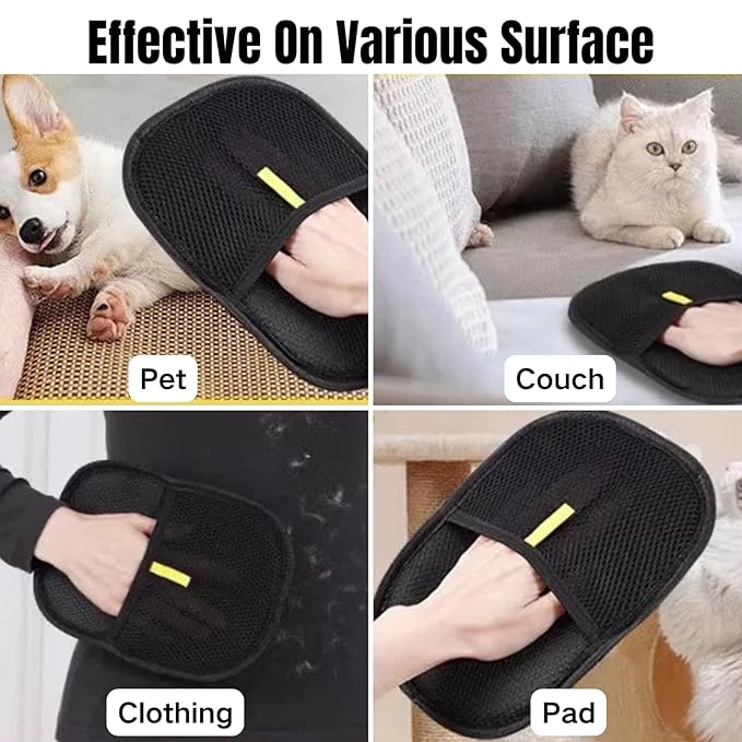 2PCS Pet Hair Removal Glove, 2025 Pet Hair Remover Electrostatic Gloves Washable Reusable Grooming Tool for Cats & Dogs Furniture Bed Sheets Couch Clothes Carpet Car Seat