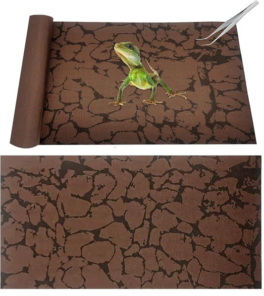 Tfwadmx Reptile Carpet Sand Mat for Bearded Dragon Terrarium Substrate Liner Brown Reversible Lizard Bedding Mats for Cage Leopard Gecko Tortoise Turtle Snake Chameleon with Tweezer 20"x 39"(2 Pcs)