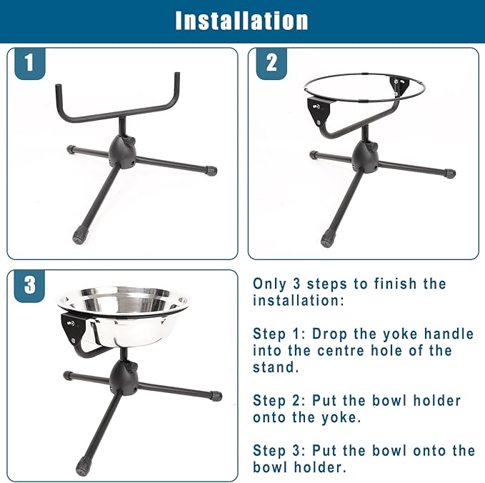 2 Pack Elevated Dog Bowls with Adjustable Metal Stand,Large Size for Dogs Between 60 and 100 lbs, 0.8 Gal 3 Liter,Stainless Steel Dog Food Water Bowl,Height Adjustable Non-Slip Raised Dog Bowl Set