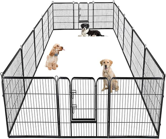 BestPet Dog Playpen Indoor 40 inch 16 Panels Metal Dog Pen Pet Dog Fence Outdoor Exercise Pen with Doors,Pet Puppy Playpen for RV Camping Yard, Black