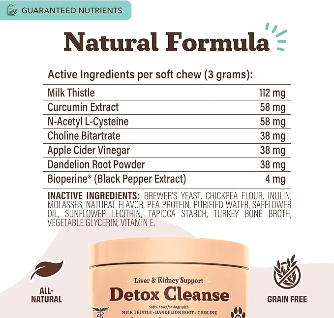 Natural Dog Company Stinky Liver & Kidney Supplement Chews, Complete Detox Cleanse & Major Organ Support, Advanced Liver and Kidney Health Support for Dogs, Enhances Digestion and Immunity 90 Chews