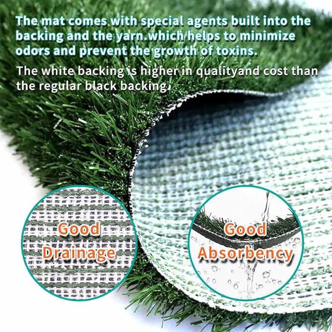 Artificial Grass Pad with Tray - 16"x20" Dog Potty for Puppy Training - with 2 PCS Reusable Replacement Fake Grass Pee Pads, Indoor/Outdoor Small Dog Litter Box for Apartment or Balcony/Patio