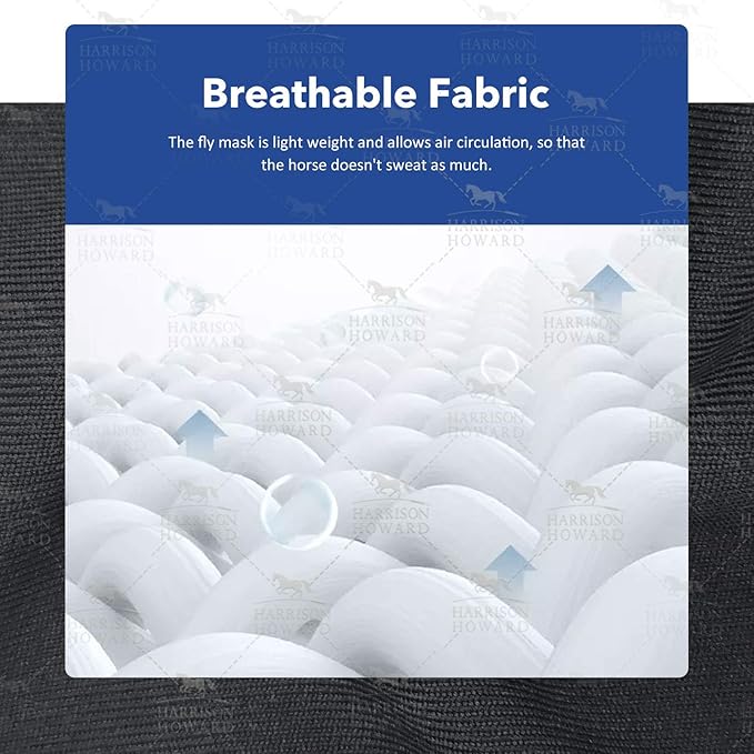 Harrison Howard Super Comfort Stretchy Fitting Horse Fly Mask with UV Protection Soft on Skin with Breathability Knitted Printing Large