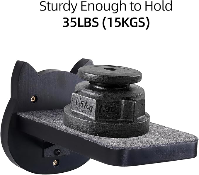 ESPETS Black Painted Solid Wood Cat Wall Climbing Steps Set of 3 - Wall Mounted Cat Floating Furniture Shelves and Perches, Sturdy Climber Stairs Ladders - Holds up 30lbs