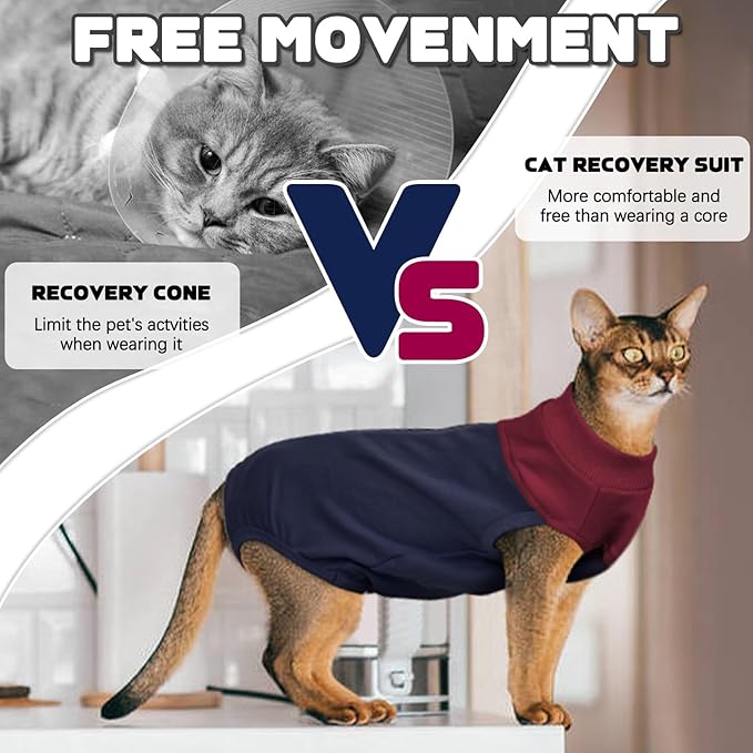 Cat Recovery Suit Female, Breathable Onesie After Surgery Female for Abdominal Wounds or Skin Diseases, Anti-Licking Full Body Cat Surgery Recovery Suit, E-Collar Alternative Wear