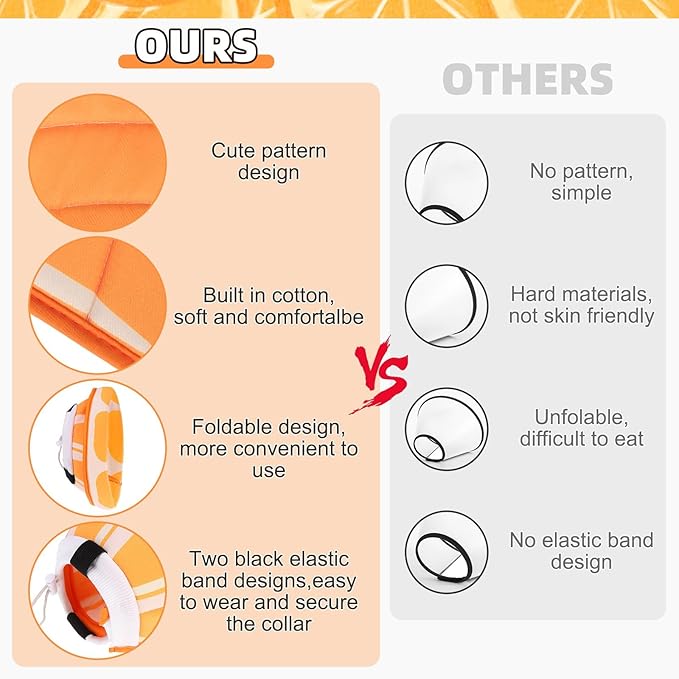 KOOLTAIL Cat Cone Collar, Adjustable Soft Comfortable Cat Recovery Collar to Stop Licking, Foldable Donut Water Resistant Pet Cone for Small Large Cats Kittens After Surgery Orange M
