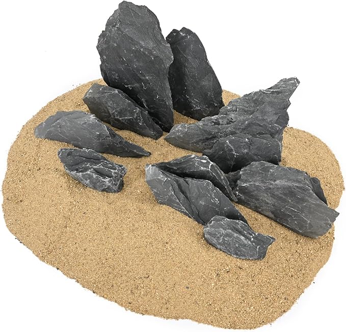 Natural Slate Stone Rocks 2 to 4 inch Aquariums Stone for Aquascaping,Terrariums,Reptile Enclosures,Paludariums, and Gardens-5lb
